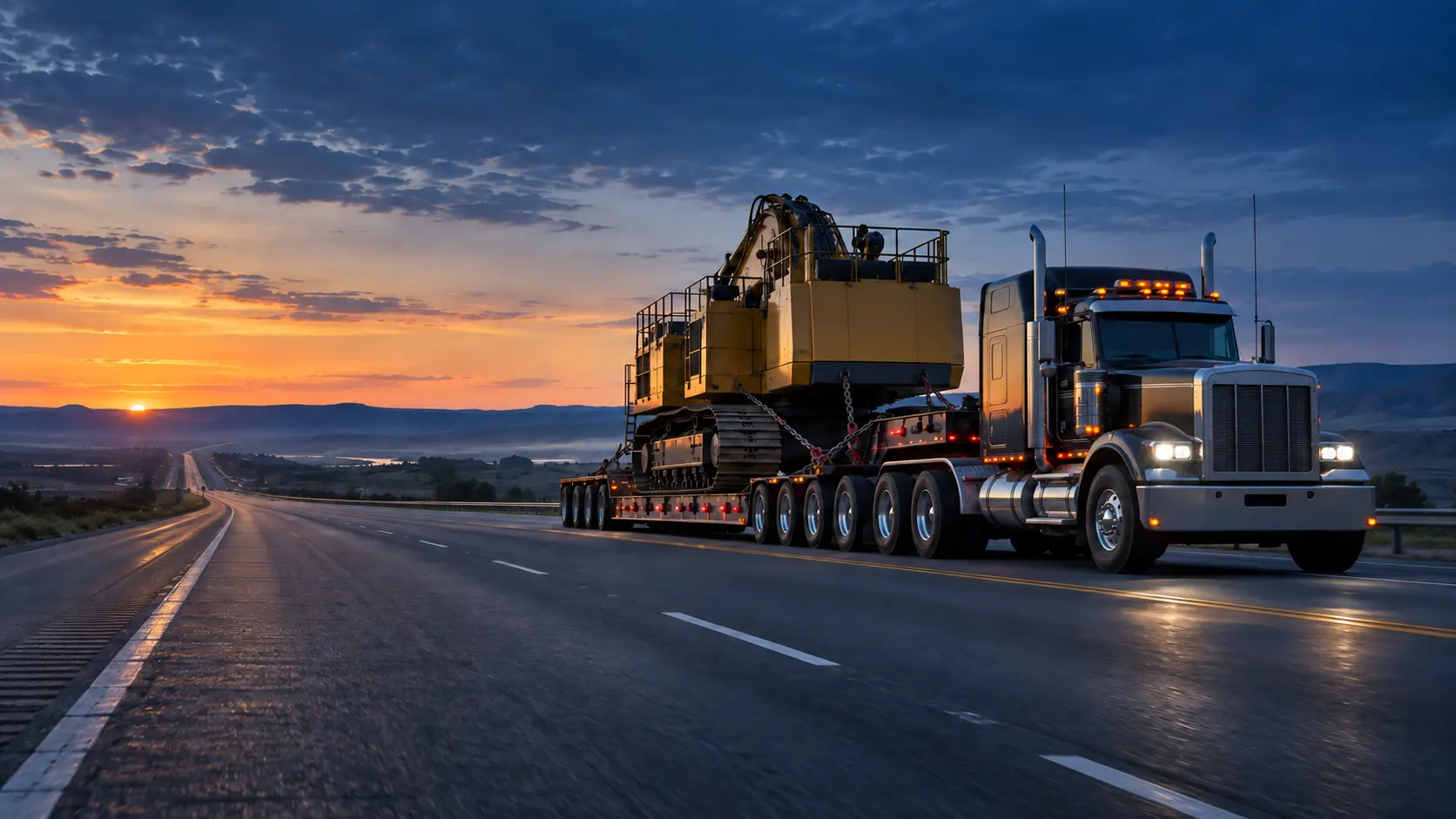 American-style heavy-haul truck on an open highway